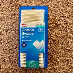 CVS Health 1 Box COTTON SWABS 375 COUNT PAPER STICKS Soft Cotton At The Tip NEW